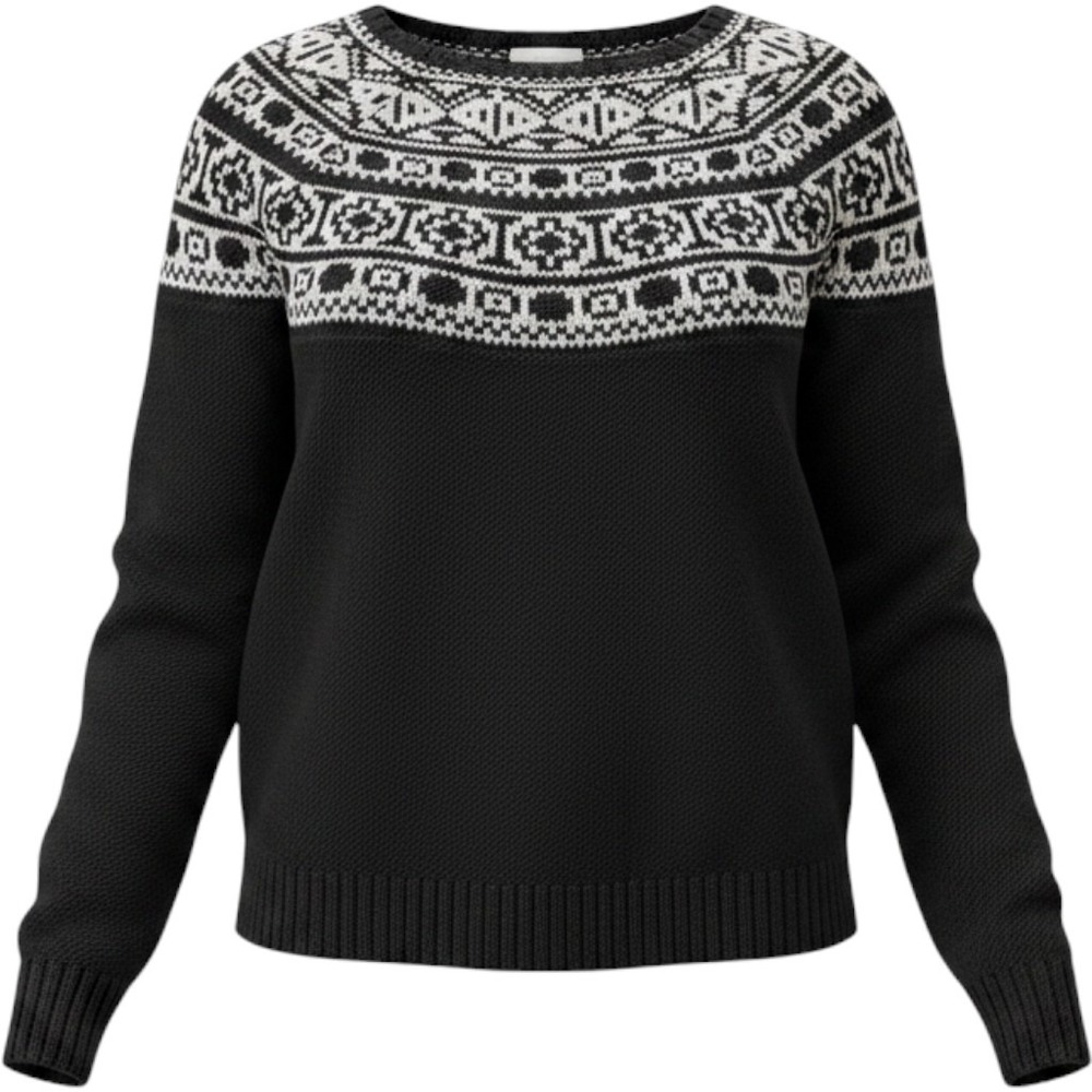American Eagle Fair Isle Geometric Wool Knit Sweater Black White Women's Medium